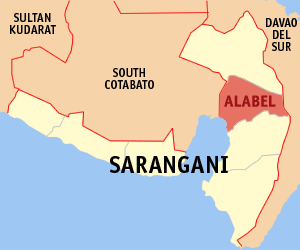 Mapa sa Sarangani nga nagpakita kon asa nahimutang ang Alabel