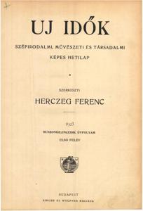 Az 1894-ben kiadott Új Idők első számának címoldala