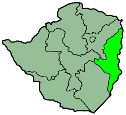 Map of Zimbabwe with the province highlighted