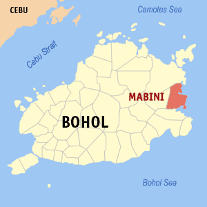 Mapa han Bohol nga nagpapakita kon hain nahamumutangan an Mabini