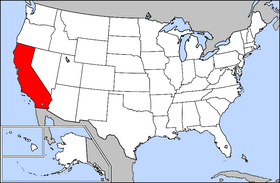 Map of USA highlighting California