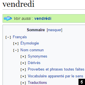 5. Vous êtes maintenant sur le mot que vous voulez traduire en langue Atikamekw (le mot pour l'exemple est vendredi).