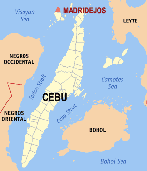 Mapa han Sugbo nga nagpapakita kon hain nahamutangan an Madridejos