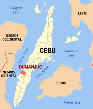 Mapa han Sugbo nga nagpapakita kon hain nahamutangan an Dumanjug