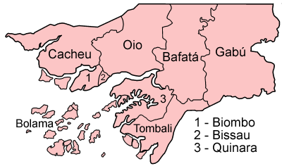 Map of the regions of Guinea-Bissau