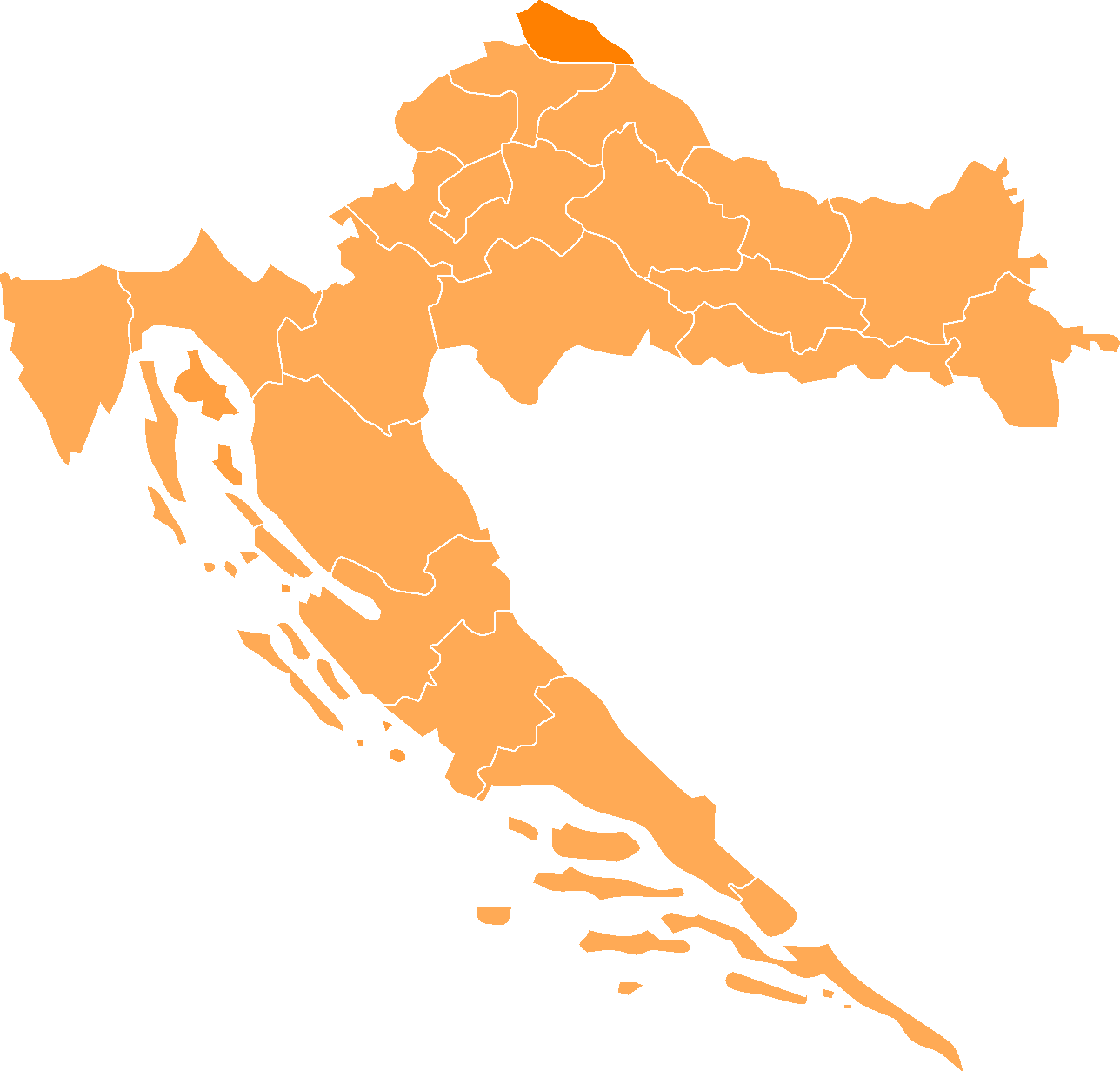 Map showing Medjimurje county within Croatia