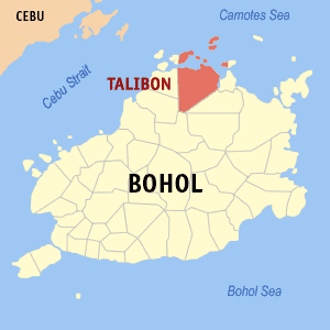 Mapa han Bohol nga nagpapakita kon hain nahamutangan an Talibon