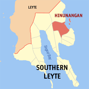 Map of Southern Leyte showing the location of Hinunangan