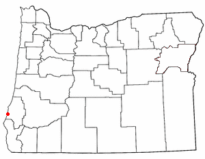 Location of Bandon, Oregon