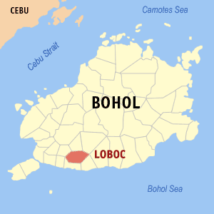 Mapa han Bohol nga nagpapakita kon hain an Loboc