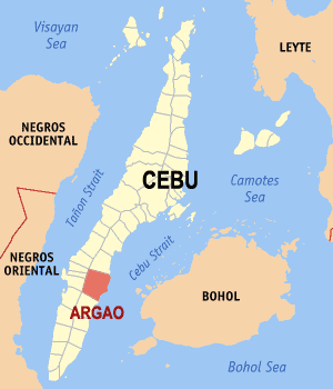 Mapa han Cebu nga nagpapakita kon hain an Argao