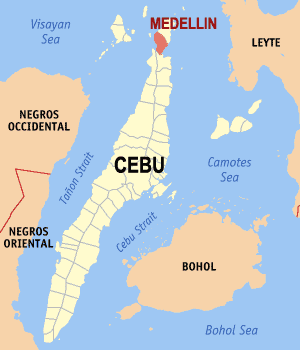 Bản đồ Cebu với vị trí của Medellin