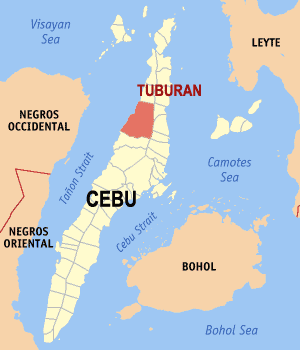 Mapa han Sugbo nga nagpapakita kon hain nahamutangan an Tuburan