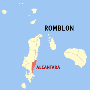 Map of Romblon showing the location of Alcantara