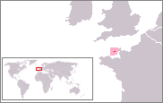 The location of the Channel Islands in Europe