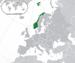 Map showing Norway in Europe