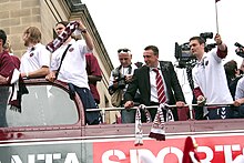 Hearts' parade with the trophy