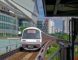 Singapore MRT with a third rail on the right side