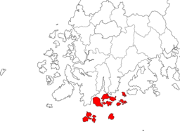 Wando-guns läge i Södra Jeolla.