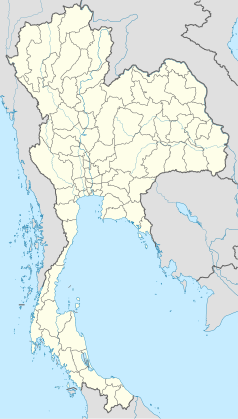 Mapa konturowa Tajlandii, na dole nieco na lewo znajduje się punkt z opisem „Nakhon Si Thammarat”