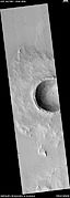 Pedestal crater within Tikonravov Crater, as seen by HiRISE under HiWish program