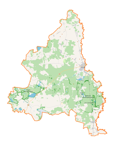 Mapa konturowa powiatu włodawskiego, po lewej znajduje się punkt z opisem „Wołoskowola”