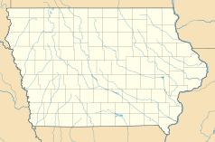 Mapa konturowa Iowa, po lewej znajduje się punkt z opisem „Onawa”