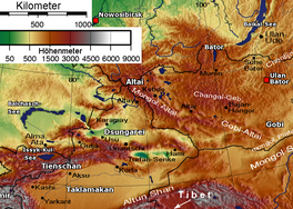 In lânkaart fan it Altai-berchtme.