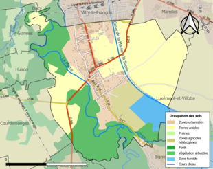 Carte en couleurs présentant l'occupation des sols.