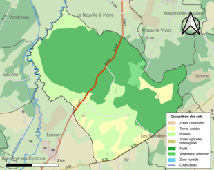 Carte en couleurs présentant l'occupation des sols.