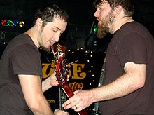 Pinback performing at Clubhouse Music Venue in 2006. Left to right: Armistead Burwell Smith IV, Rob Crow.