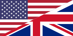 A mixed national flag of the US and the UK, representing English