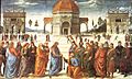 Lo Perugino - Remesa de las claus a Sant Pèire (1481) Fresca, 335 x 550 cm, Capèla Sixtina, Roma