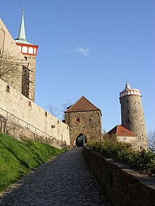 Blick vom Eselsberg auf Michaeliskirche, Mühltor und Alte Wasserkunst (2008)