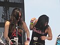 Krewella actuando en directo en mayo de 2012.