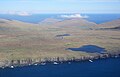 Stóravatn and Lítlavatn south of Sandur seen from a helicopter.