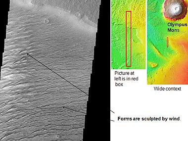 Medusae Fossae Formation and its location relative to Olympus Mons, as seen by THEMIS