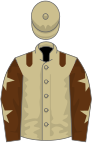 Beige, brown epaulets, brown sleeves, beige stars