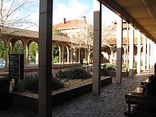 This is a photograph of the Cloisters that form part of the Adelaide University Union redevelopment that connect the Union buildings with the surrounding buildings.