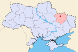 Map of Ukraine with Balakliia highlighted