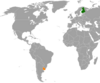 Location map for Finland and Uruguay.