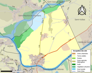 Carte en couleurs présentant l'occupation des sols.