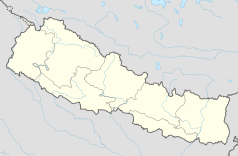 Mapa konturowa Nepalu, na dole po prawej znajduje się punkt z opisem „Nanupatti”