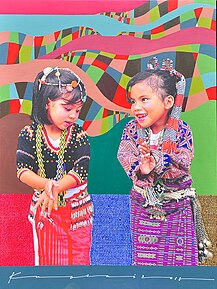 'Journey to Becoming,' 2018, features the Lullabye motif as background to hyper-realist depictions of Mindanao's people. It has also been used as mural for the Davao City National High School's fences