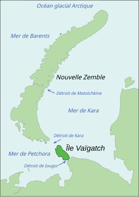 Carte de l'île Vaïgatch.