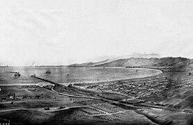 Aerial view of Western portion of line in Santa Monica, 1875.