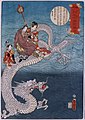 Il Buddha cavalca un drago del mare, di Kunisada