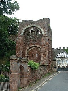 Ruined gatehouse at Rougemont Castle