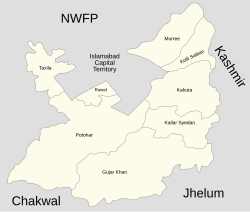 Location of Taxila Tehsil