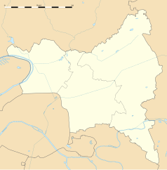 Mapa konturowa Sekwana-Saint-Denis, po prawej nieco u góry znajduje się punkt z opisem „Tremblay-en-France”